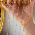 Catena in metallo dorato DIY con maglie a diamante cavo e stelle per bracciali e accessori. - oro kc