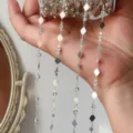Catena in metallo DIY con pezzi a rombo e strass, ideale per la creazione di gioielli. - Argento lucido
