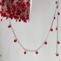 Catena decorativa zircone rosso DIY per gioielli in metallo argentato collana e forcina - Alta Ritenzione del Colore Argento Vivo
