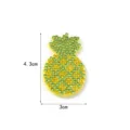 Close-up detail view of a sparkling pineapple rhinestone patch with clear size dimensions. - Pineapple