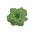 Closeup of a 3D green rhinestone flower DIY accessory, perfect for garment and shoe decoration. - Green
