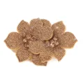 Sparkling rhinestone shoe flower crystal DIY apparel accessory bridal shoe decoration detail. - Camel