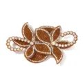 Braune Strass Blumen Applikation DIY Zubehör für Kleidung Taschen Schuhe Detailansicht - Braun