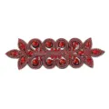 Red rhinestone applique patch with intricate floral design, perfect for dress and qipao decor. - Style 6