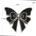 Schwarze Strass Schleife Applikation Stoffbasis Kristall DIY Kleidung Zubehör 12x11.5cm. - Stil 5 / Schwarz