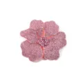 Close up view of DIY sparkling rhinestone 3D flower patch pink crystal accessory detail - Pink