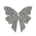 Nahaufnahme eines glitzernden Kristall-Strass-Schmetterlings-Aufnähers für DIY-Kleidung. - Stil 6 / Weiß