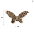 Detailed view of the 3D rhinestone butterfly hair clip accessory, showing size and weight specs. - 7-Gold Butterfly