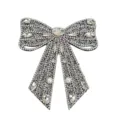 Handgemachte Kristall Strass Schleife Aufnäher glitzernde Perlen Bekleidung Detailansicht - Stil 2 / Weiß