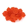 Orange rhinestone shoe flower detail, sparkly crystal floral embellishment for DIY apparel crafts. - Orange