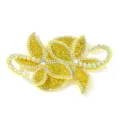 Strass Blumen Applikation Detailansicht glitzernde Kristalle Stoff Aufnäher Zubehör - Gelb