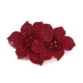Red rhinestone shoe flower detail, sparkling crystal crystal flower patch for DIY wedding shoes. - Dark Red