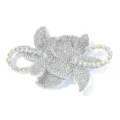 Glitzernde Strass Blumen Aufnäher DIY Kleidung Zubehör für Schuhe Taschen Dekoration Neu - Silber