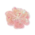 Exquisite pink sequined flower patch with beaded stamen, ideal for apparel decoration. - 11x11cm / Pink