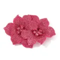 Close-up detail of sparkling pink crystal rhinestone flower applique, perfect for DIY shoes and crafts. - Rose Red