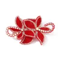 Roter Strass Blumen Aufnäher DIY Zubehör für Kleidung Schuhe glitzernde Kristalle 1Stk - Rot