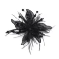 Schwarze Organza Feder Perlen Kristall Blume DIY Kleid Haarspange Brosche Zubehör - Schwarz
