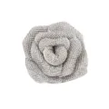Exquisite strassbesetzte Kamelie Blume Brosche, glänzende Kristall florale Kleidung Zubehör Detail. - Silber