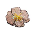 Sequin flower patch close-up, rose gold embroidered fabric patch, sparkling diy craft accessory. - 11x11cm / Gold Champagne
