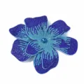 Detailed view of the large double-layer rhinestone flower accessory, sparkling blue crystals. - Royal Blue & Lake Blue
