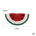 Wassermelone Perlen Aufnäher Detail mit bunten Saatperlen, Glitzersteinen und feiner Handarbeit. - Roter Wassermelonen Anhänger