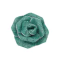 Exquisite teal rhinestone rose brooch, sparkling crystal flower apparel accessory for women. - Green