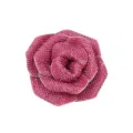 Exquisite rhinestone encrusted camellia flower brooch for women fashion accessories - Rose Red