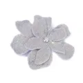 Close-up view of a large double-layered 3D rhinestone flower accessory with sparkling crystals. - AB Color