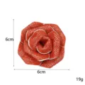 Red crystal rhinestone camellia flower brooch pin vintage elegant clothing accessory fashion - Orange