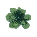Green rhinestone flower brooch patch, sparkling crystal details for apparel DIY decor accessories. - Olive Green
