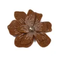 Detailed close-up of a sparkling rhinestone flower patch brooch, luxury brown crystal design. - Coffee