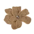 Sparkling rhinestone flower patch brooch, luxury crystal accessory for clothing DIY. - Light Coffee
