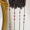 DIY handmade red gemstone black metal chain tassel jewelry making craft accessory parts - Red Glass - Gunmetal