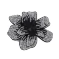 Black rhinestone flower brooch patch sparkly crystal DIY clothing accessory fashion item main - 12# Black Silver