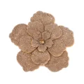 Doppelter Strass Kamelie Blumen Flicken, glitzerndes Kristall DIY Zubehör für Kleidung. - Hellbraun