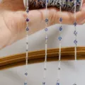 Catena per gioielli DIY argento metallo catena di perline pietre blu accessori fatti a mano - Vetro Blu - Argento