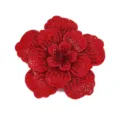 Double-layer 3D rhinestone camellia flower DIY clothing hat accessories red crystal - Burgundy