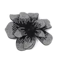 Large 3D rhinestone flower patch, sparkling crystal apparel and shoe decoration accessory. - Black and White