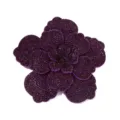Sparkling rhinestone camellia flower DIY accessory, purple layered floral patch for hat and apparel. - Deep purple