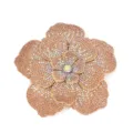Rhinestone Camellia Flower DIY Hair Accessory Sparkling Crystal Brooch Craft Supply - Champagne