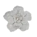 Rhinestone Camellia Flower Patch Sparkling Crystal DIY Applique for Hat Clothing - White