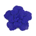 Blue rhinestone camellia flower patch accessory DIY apparel hat craft decoration sparkle - Blue
