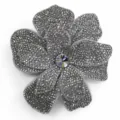 Small rhinestone flower brooch patch, sparkly crystal DIY clothing accessory, elegant decorative applique. - 18# White