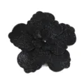 Black Rhinestone Camellia Rose Flower 3D Brooch DIY Fashion Accessory Applique for Clothing Hat - Black