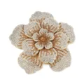 Double layer rhinestone camellia flower patch DIY apparel hat decorative accessory - Ivory