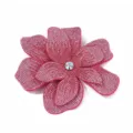 Large 3D pink rhinestone flower patch, double layer glitter crystal shoe and garment accessory - Pink