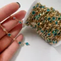 6mm Fassung Glas Strasskette Gold Kupfer DIY Schmuckherstellung Armband Zubehör Basteln - Seeblaues Strass - KC Gold Plattiert