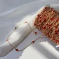 Catena Strass Rossa 4mm Oro Rame DIY Creazione Gioielli Accessorio Nappa Artigianato - Oro KC Strass Rosso