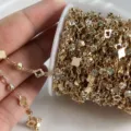 DIY catena trifoglio a quattro foglie strass dorata fatta a mano gioiello accessorio - oro kc