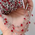 Catena di strass rossi con montatura 6mm accessorio per gioielli DIY fatto a mano - Strass Rosso - Placcato K Bianco